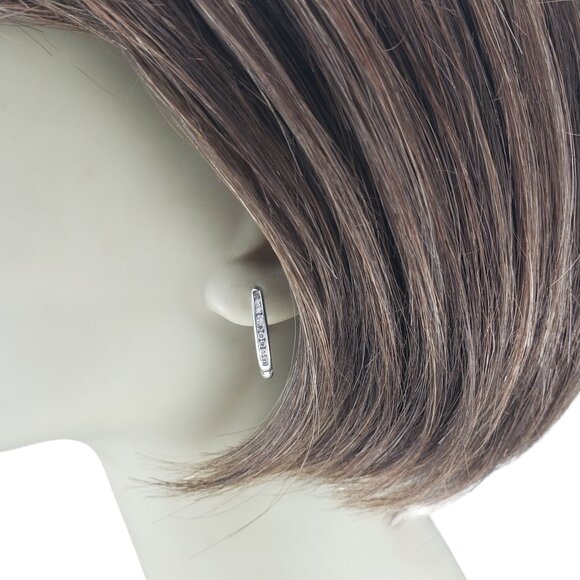 14 Karat White Gold Diamond Oval Hoop Earrings #19435 - Picture 8 of 8